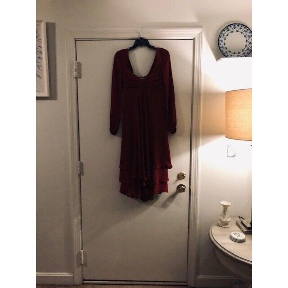 NWT $695 CINQ à SEPT FIRA TIERED SILK DRESS COLOR POMEGRANATE SIZE 4 - Picture 4 of 5